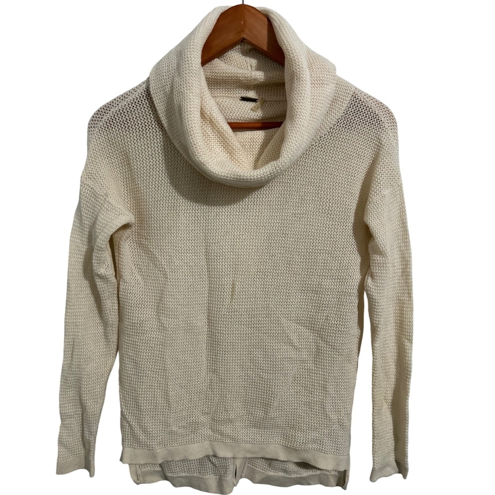 Elie Tahari Cashmere Cowl Neck‎ Sweater Cream Color Split Back Panel Women's Sm